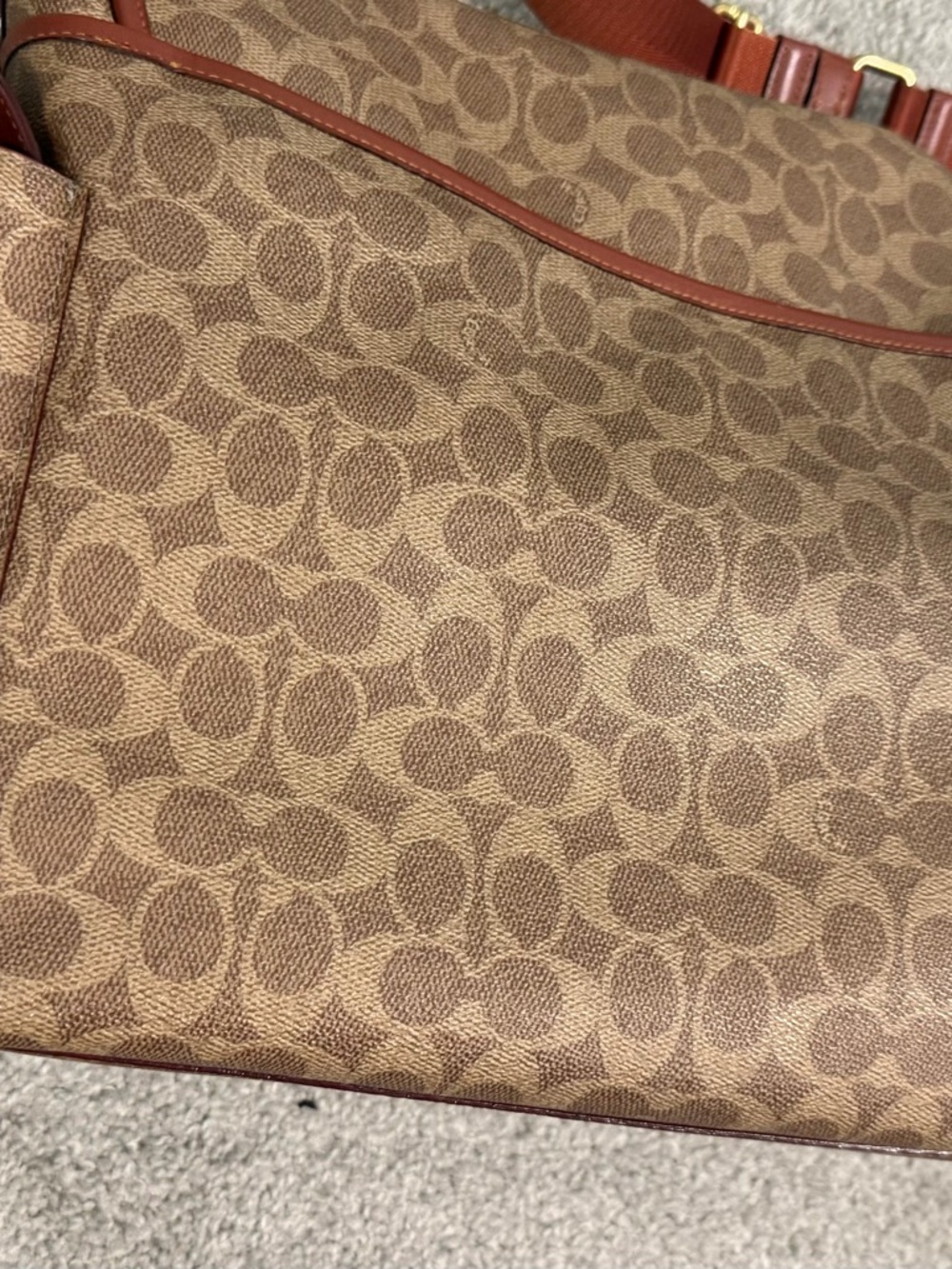 Coach Coated Leather Messenger Baby Diaper Bag - Brown - F18373 - Picture 2 of 4